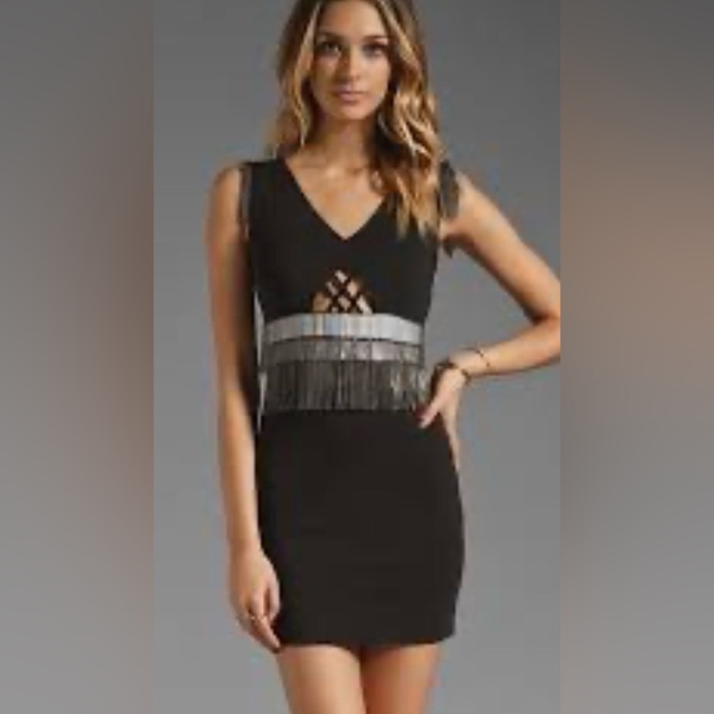 Hunt No More: Because the Night Black with Silver Fringe Mini Date Night Dress